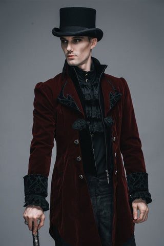 Victorian Gentleman Red Velvet Tailcoat