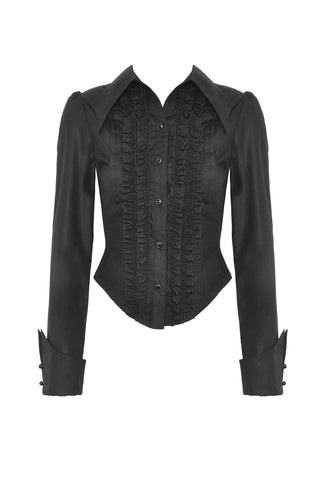 Lady Anabel Black Ruffled Blouse