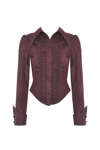 Lady Anabel Red Ruffled Blouse