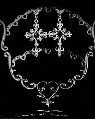 cross shadow gothic earrings