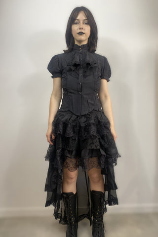 Dark in Love KW263 black gothic lace layered skirt front view