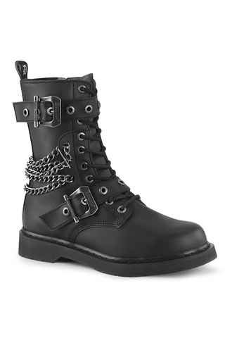 Demonia bolt-250 combat boot with chain and buckle details