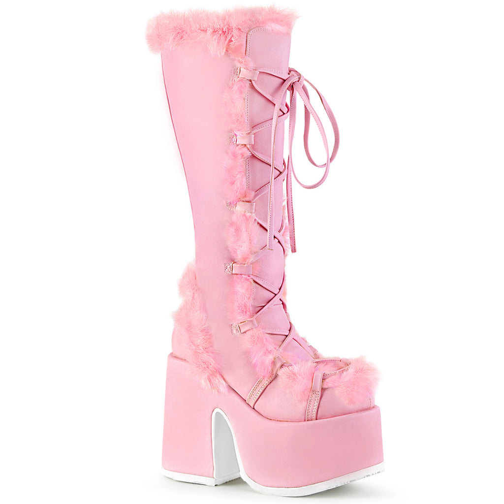 Pastel Goth Knee High Platform Boots Demonia Camel-311 Pastel