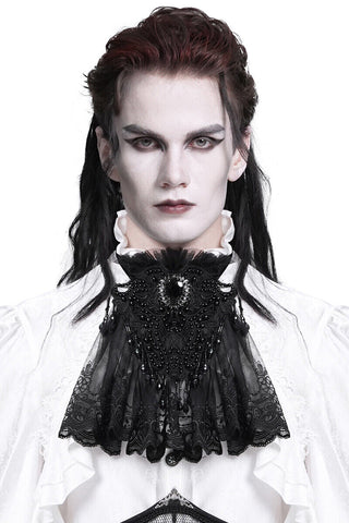 devil fashion as206 gothic black jabot on white shirt