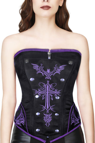 Steel boned corset with gothic designs
