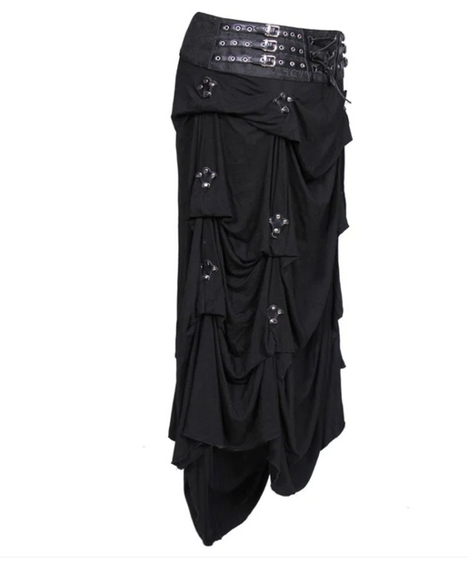 gothic style corset belt asymmetric skirt