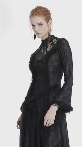 Punk Rave WQ-643 Shadow of Carmilla long black Romantic Gothic dress shown in motion