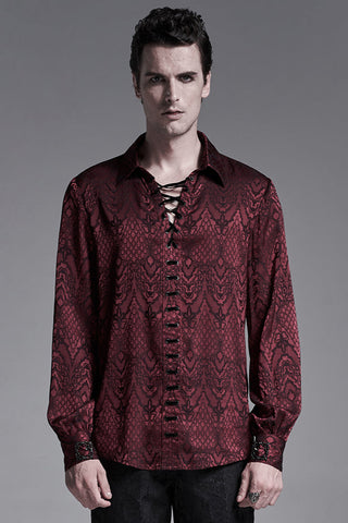 punk rave wy-1279 red jacquard vampire long sleeve shirt