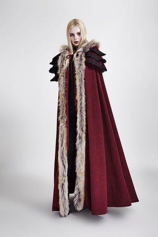punk rave wy-673 red viking queen cloak without hood