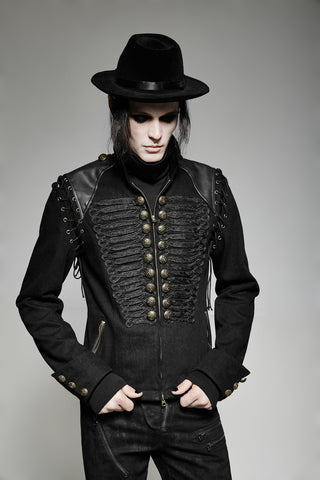 punk rave y-721 military style short jacket with shoulder epaulets