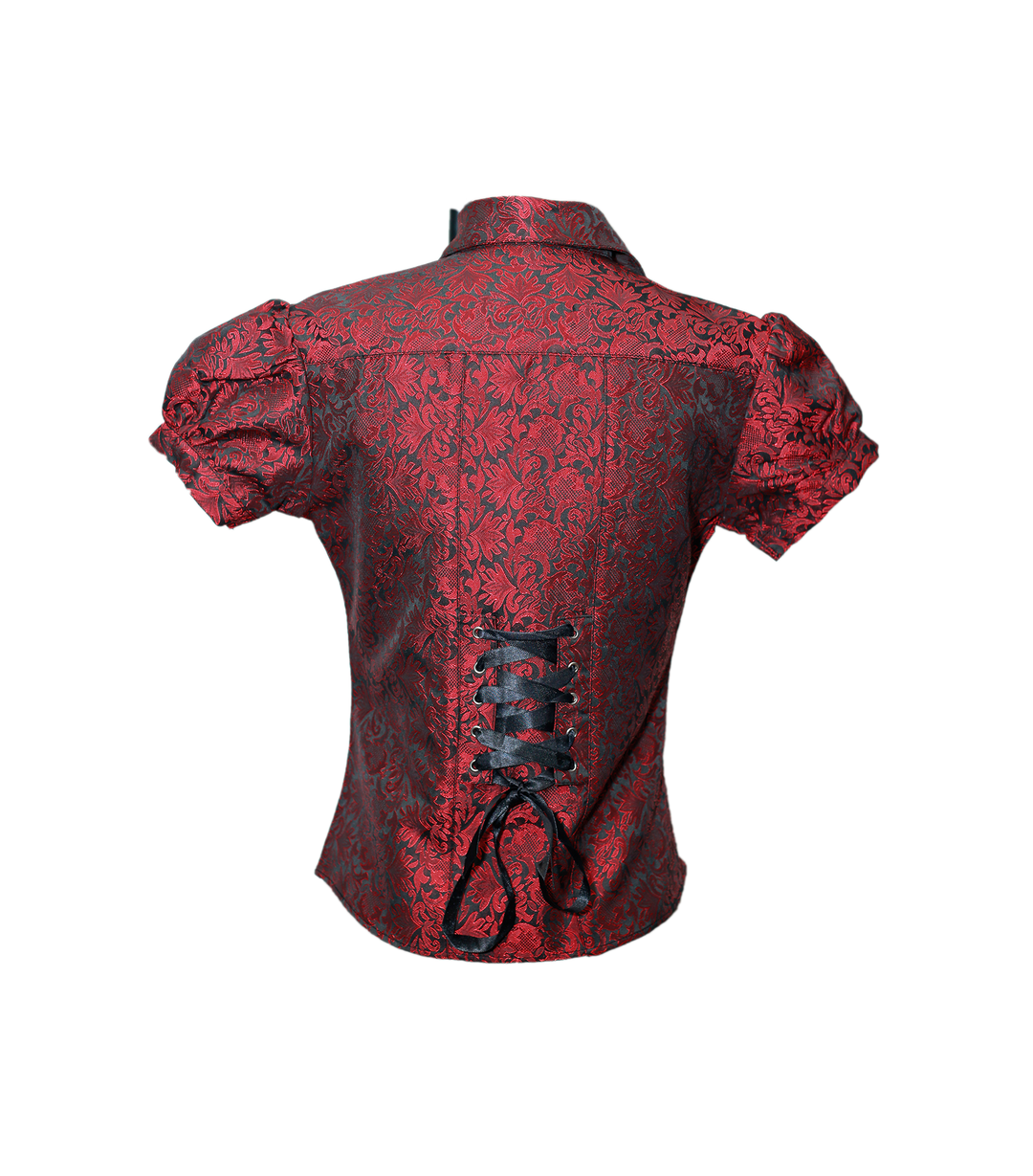 red gothic victorian blouse corsety back
