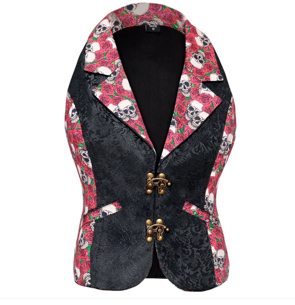 skull rose gothic vest