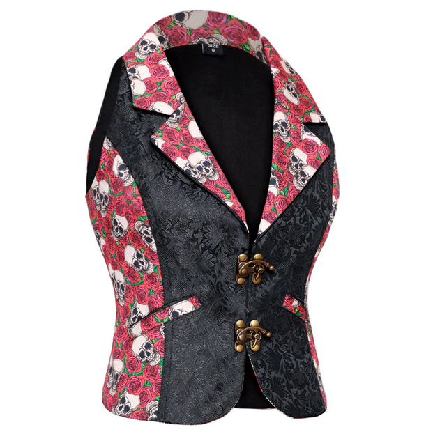 skull rose rock style vest