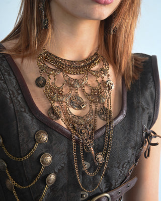 steampunk necklace earrings set