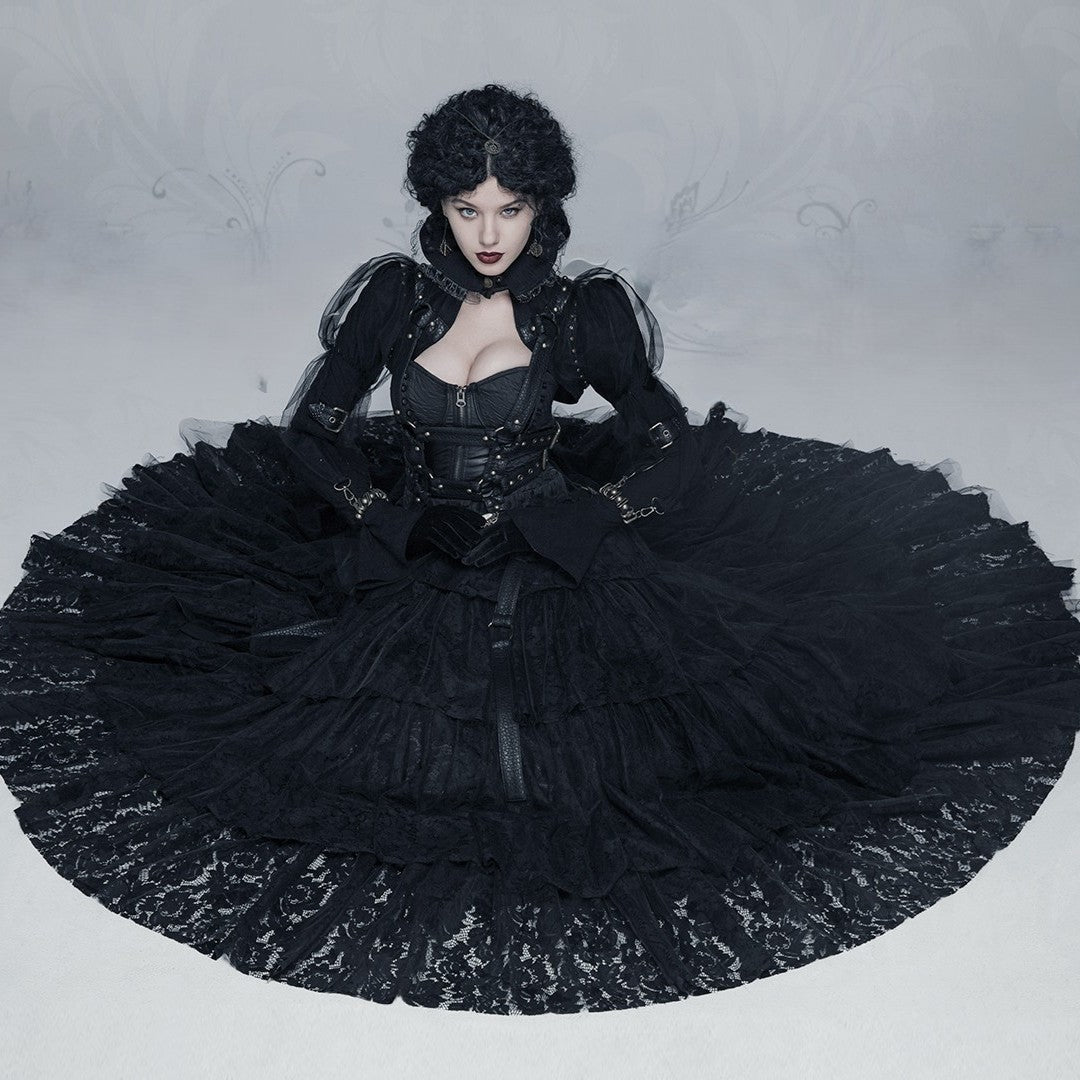 goth dress prom Gothic Belle Red/black Upscale Fantasy Gown Lovely Adult Gothic Prom Dress is a confection of layers and sheer fabrics Dramatic Gothic Formal Dresses |