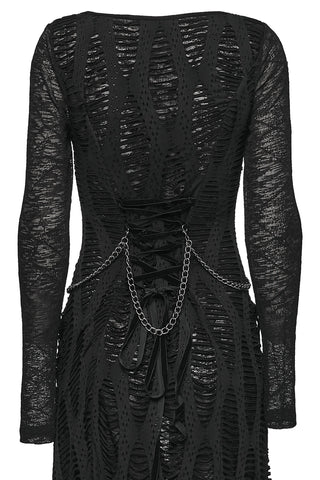 Tenebris Distressed Mesh Harness Maxi Dress