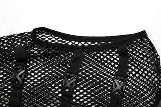 .Strap Cage Mesh Tank Top
