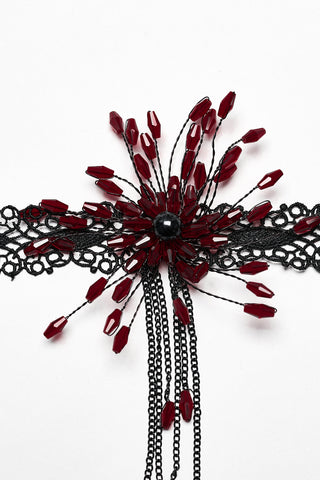 Shadow Lily in Blood – Victorian Gothic Lace Choker