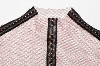 Pink Cyber Punk Sheer Mesh Long Sleeve Top