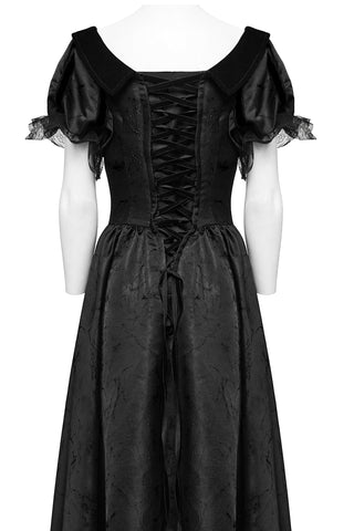 Off-Shoulder Victorian Mourning Gown - Black