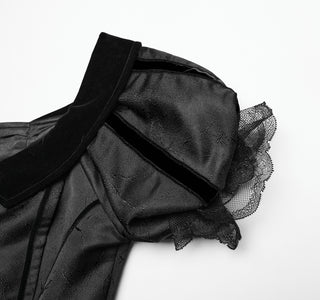 Off-Shoulder Victorian Mourning Gown - Black