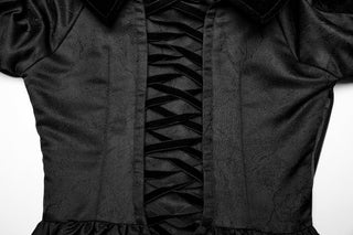 Off-Shoulder Victorian Mourning Gown - Black