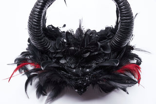 Bloodmoon Empress – Gothic Feather Horn Crown