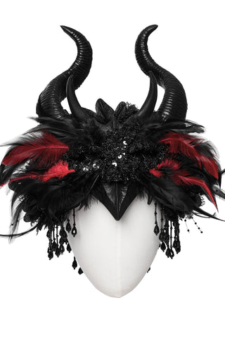 Bloodmoon Empress – Gothic Feather Horn Crown