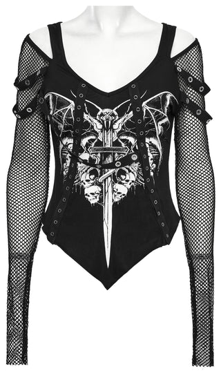 Vampire Bat Fishnet Sleeve Top