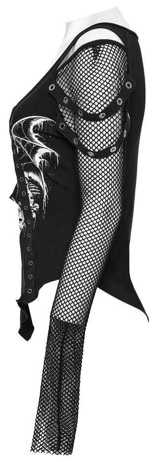Vampire Bat Fishnet Sleeve Top