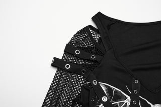 Vampire Bat Fishnet Sleeve Top