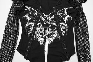 Vampire Bat Fishnet Sleeve Top