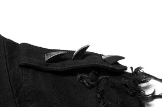 .Black Studded Sleeveless Longline Vest