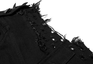 .Black Studded Sleeveless Longline Vest