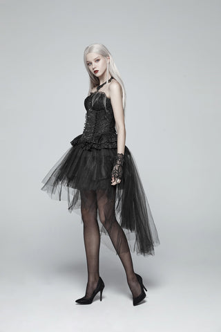 Black Tulle High-Low Ruffle Skirt