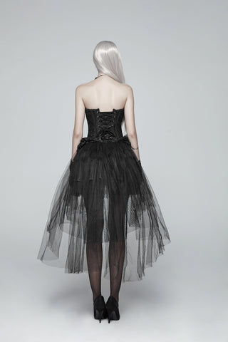 Black Tulle High-Low Ruffle Skirt