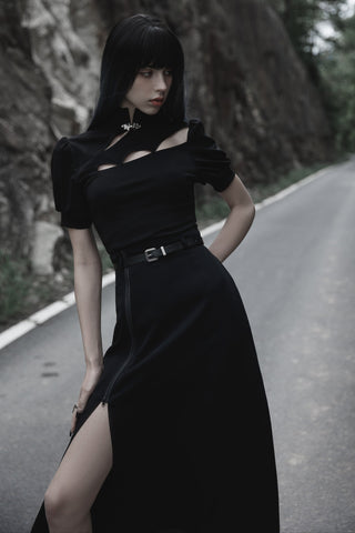 Eclipse – Gothic A-Line Zip Maxi Skirt