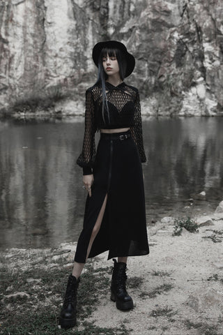 Eclipse – Gothic A-Line Zip Maxi Skirt