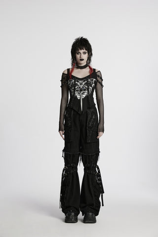 Vampire Bat Fishnet Sleeve Top