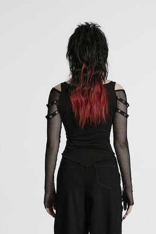 Vampire Bat Fishnet Sleeve Top