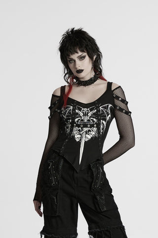 Vampire Bat Fishnet Sleeve Top