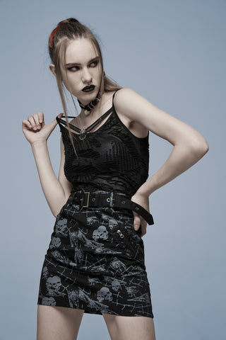Gothic Distressed Knit Skull Camisole