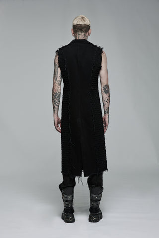 .Black Studded Sleeveless Longline Vest