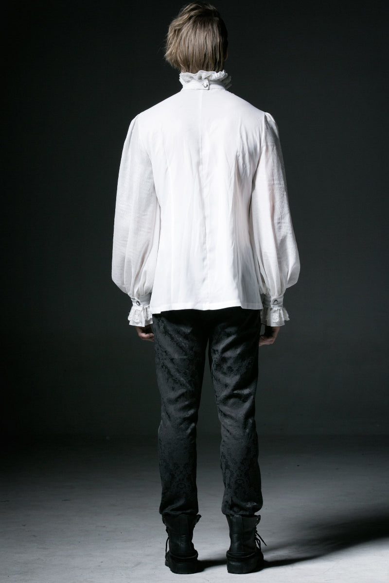 Gothic Aristocrats High Collar White Shirt Mens Victorian Ruffle Tie - Punk Rave Y-522 M Gothic Aristocrats High Collar White Shirt Mens Victorian Ruffle Tie - Punk Rave Y-522 M