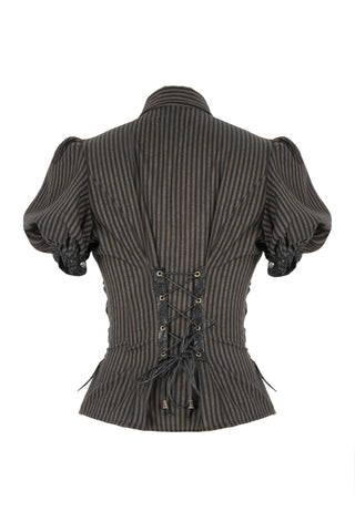 Clockwork Muse Brown Pinstripe Steampunk Blouse
