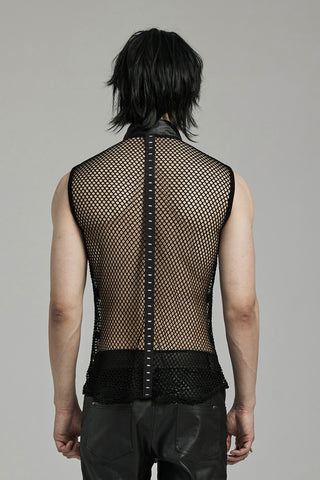 .Strap Cage Mesh Tank Top