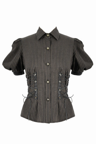 Clockwork Muse Brown Pinstripe Steampunk Blouse
