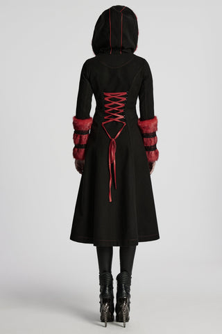 The Crimson Ice Queen - Gothic Red & Black Winter Coat