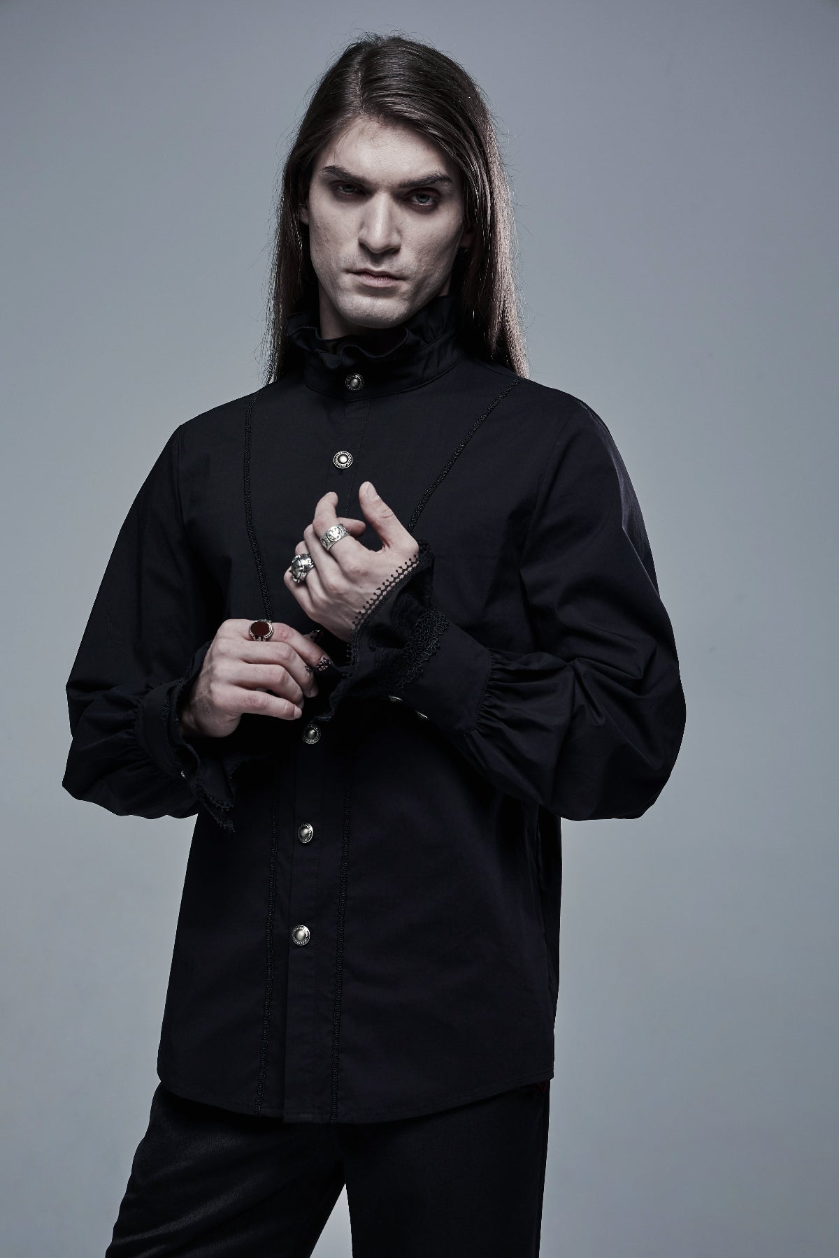 gothic dress shirt Chlorine Momyknows Chic Blue Bodycon leather cuffs x-mappingIndex:27779-45999 Color:Green Cypress