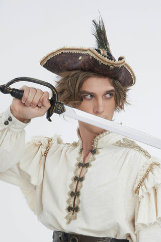 Gilded Corsair Feathered Tricorn Hat